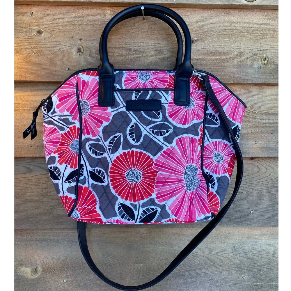 Vera Bradley trimmed satchel purse in Cherry Blossoms with wallet